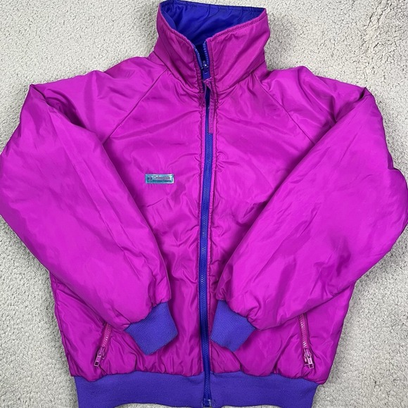 Vintage Columbia Jacket‎ Coat Thinsulate Pink Blue Reversible Women's Large - Picture 1 of 11